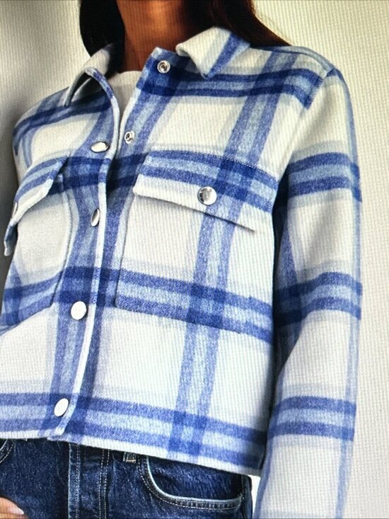 Rails Jackets & Blazers - Rails Steffi Jacket Ivory Bay medium Wool  Blend Plaid Cropped Shacket Boxy